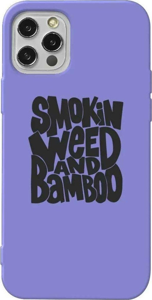İphone 13 Pro Max Lila Renkli Silikon Telefon Kılıfı - Smokin Weed