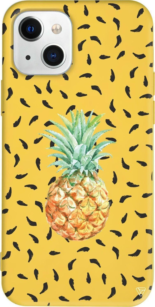 iPhone 13 Pro Sari Renkli Silikon Telefon Kılıfı - Ananas
