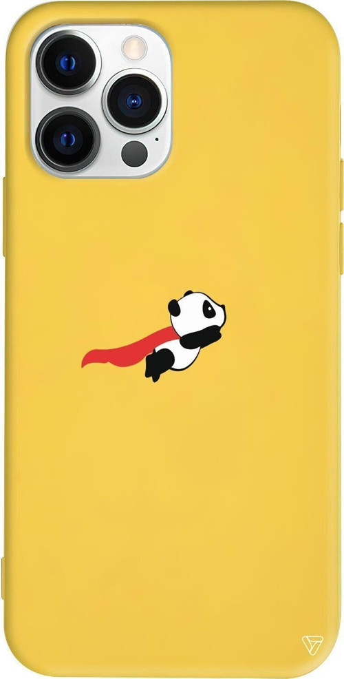 İphone 13 Pro Max Sari Renkli Silikon Telefon Kılıfı - Uçan Panda