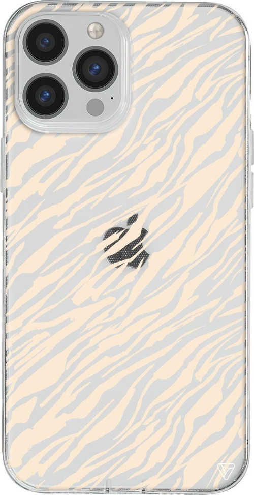 İphone 13 Pro Max Şeffaf Renkli Silikon Çapraz Zebra Gold Telefon Kılıfı