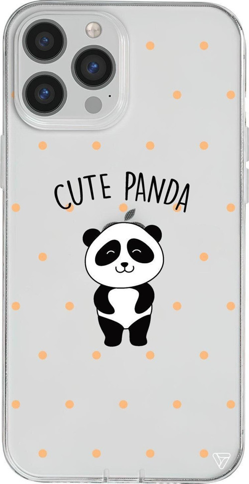 İphone 13 Pro Max Şeffaf Renkli Silikon Cute Panda Telefon Kılıfı