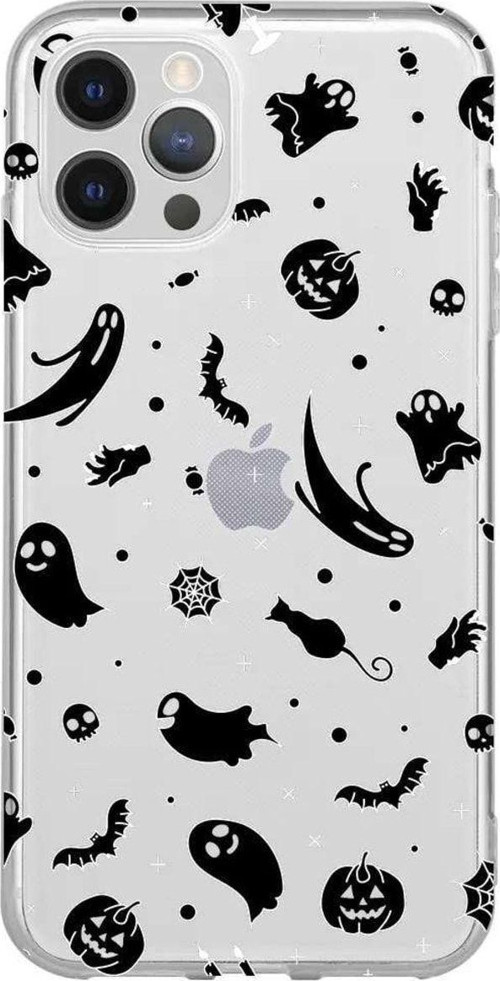 İphone 13 Pro Max Seffaf Telefon Kılıfı - Halloween Black