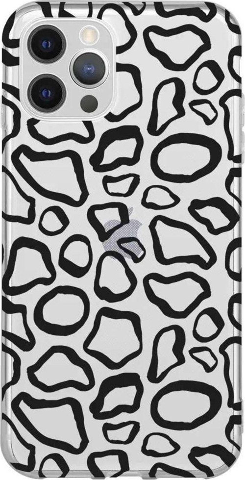 İphone 13 Pro Max Seffaf Telefon Kılıfı - Siyah Pattern