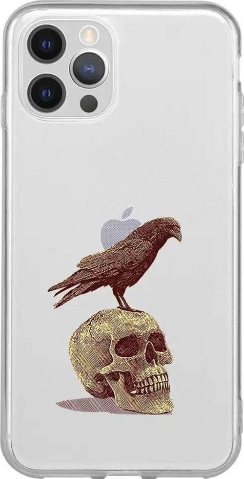 İphone 13 Pro Max Seffaf Telefon Kılıfı - Kuzgun Ve Kuru Kafa