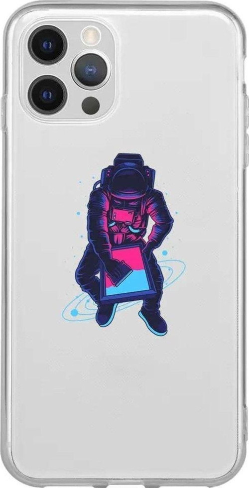 İphone 13 Pro Max Seffaf Telefon Kılıfı - Mavi Dunya