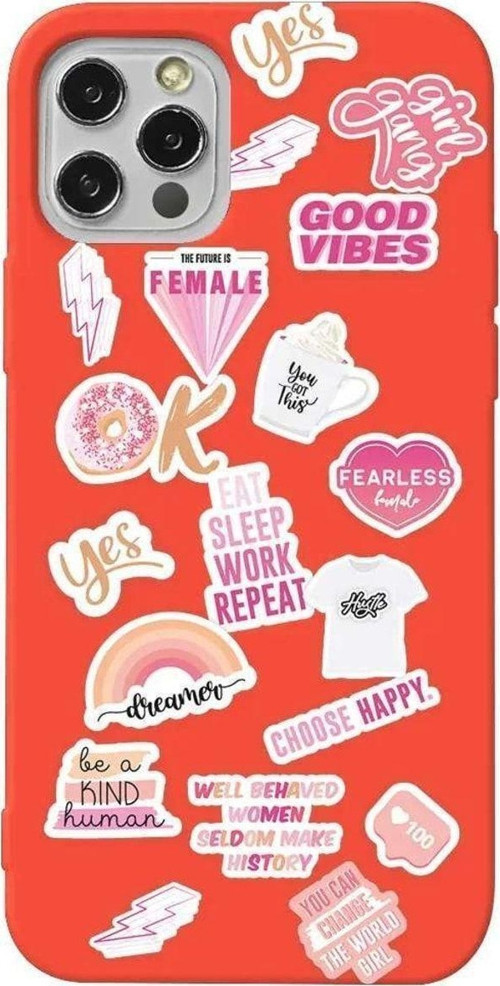 İphone 13 Pro Max Turuncu Renkli Silikon Telefon Kılıfı - Female Sticker