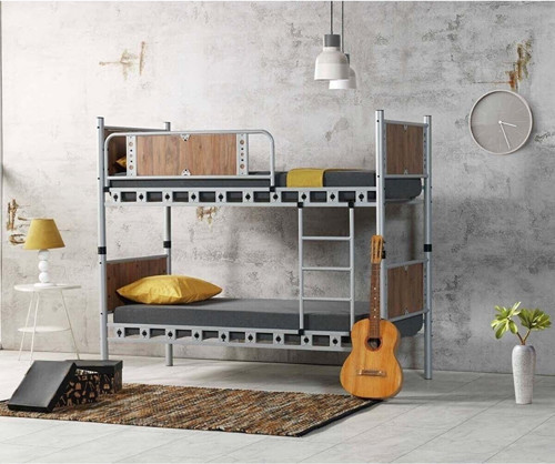 Elegan Genç Çocuk Odası Ahşap Başlıklı Metal Ranza Ve Karyola 90X190