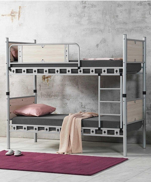 Elegan Genç Çocuk Odası Ahşap Başlıklı Metal Ranza Ve Karyola 90X190