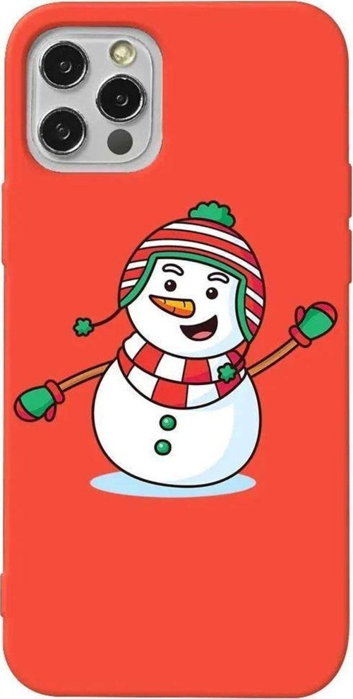 İphone 13 Pro Max Uyumlu Turuncu Renkli Silikon Telefon Kılıfı - Snowman 2