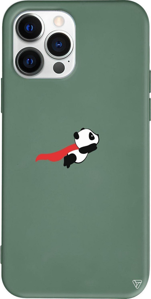 İphone 13 Pro Max Yesil Renkli Silikon Telefon Kılıfı - Uçan Panda