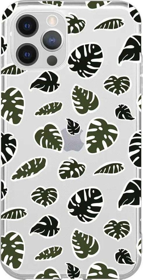iPhone 13 Pro Seffaf Telefon Kılıfı - Monstera Yapraklari