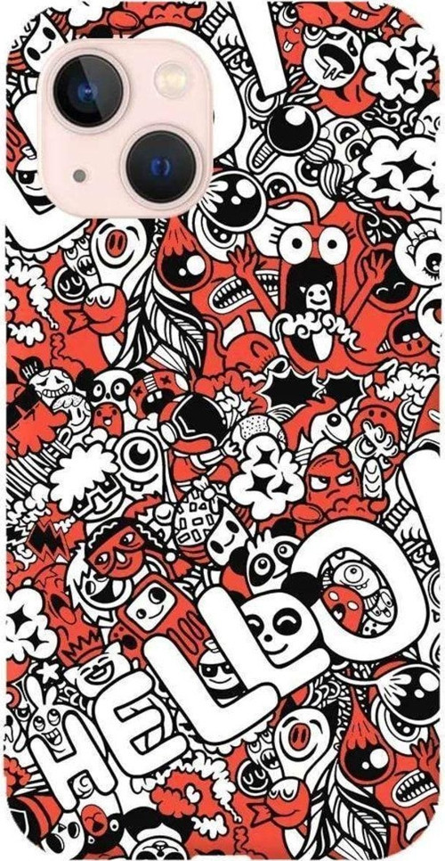İphone 13 Pro Max Turuncu Renkli Silikon Telefon Kılıfı - Doodle Hello