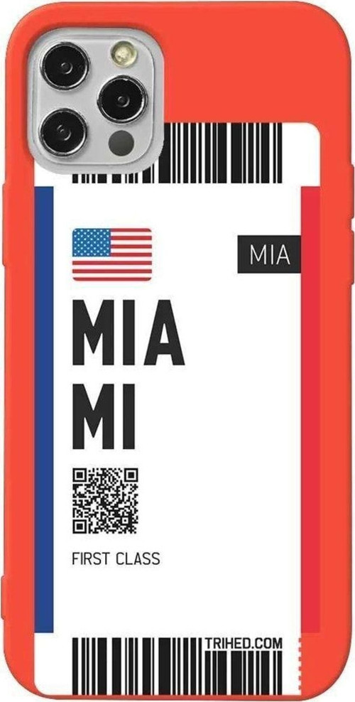 iPhone 13 Pro Turuncu Renkli Silikon Telefon Kılıfı - Miami Bileti