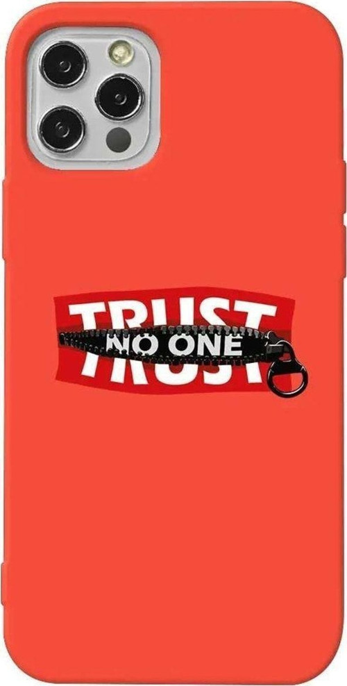 iPhone 13 Pro Turuncu Renkli Silikon Telefon Kılıfı - Trust No One