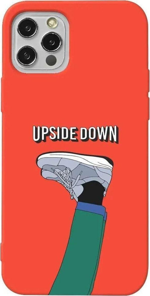 iPhone 13 Pro Turuncu Renkli Silikon Telefon Kılıfı - Upside Down