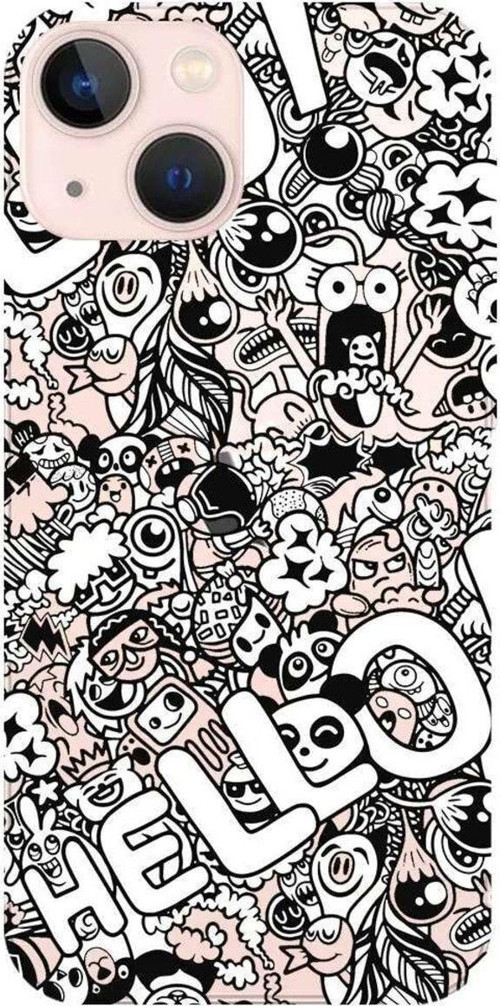 iPhone 13 Seffaf Telefon Kılıfı - Doodle Hello