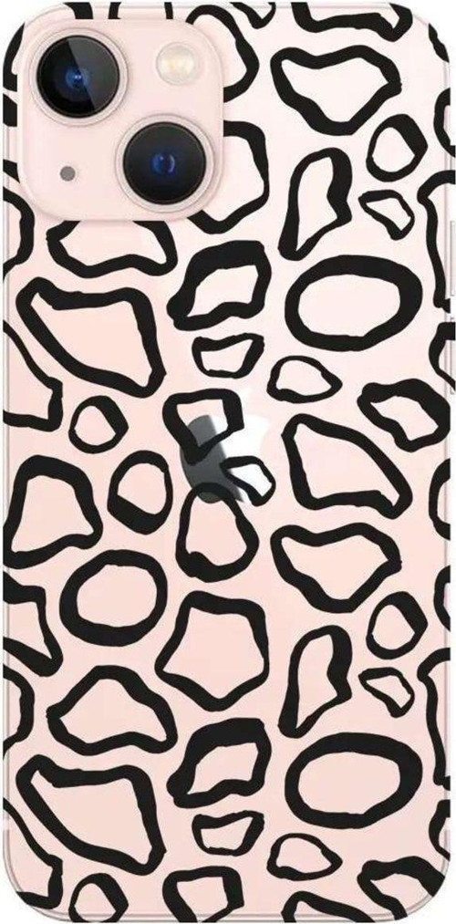 iPhone 13 Seffaf Telefon Kılıfı - Siyah Pattern