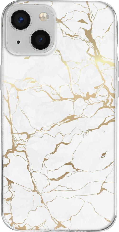 iPhone 13 Seffaf Telefon Kılıfı - Gold Mermer