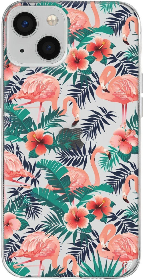 iPhone 13 Seffaf Telefon Kılıfı - Leaf Flamingo