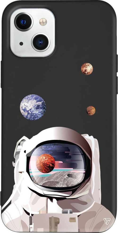 iPhone 13 Siyah Renkli Silikon Telefon Kılıfı - Astronotun Gözünden