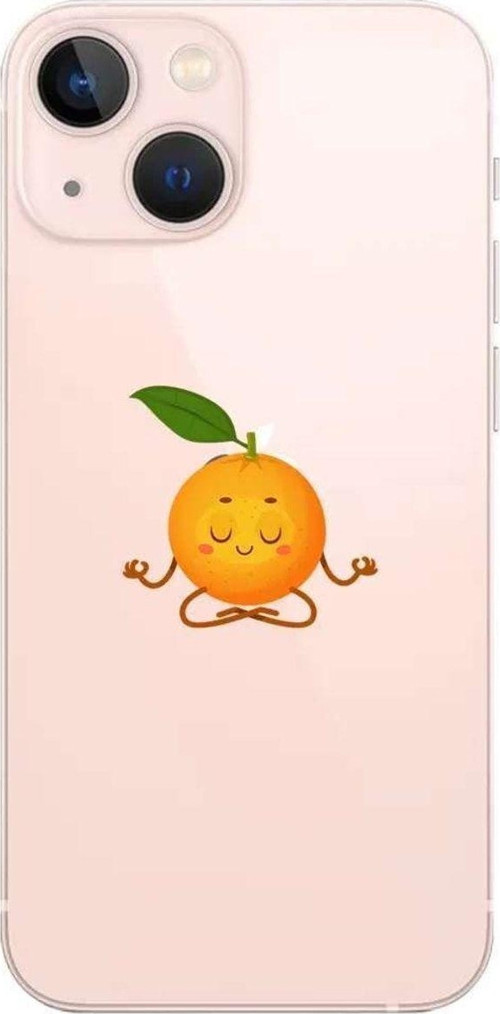 iPhone 13 Seffaf Telefon Kılıfı - Meditasyon Portakal