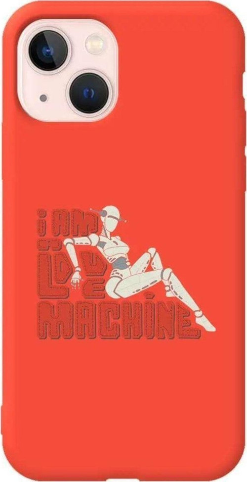 iPhone 13 Turuncu Renkli Silikon Telefon Kılıfı - Love Machine