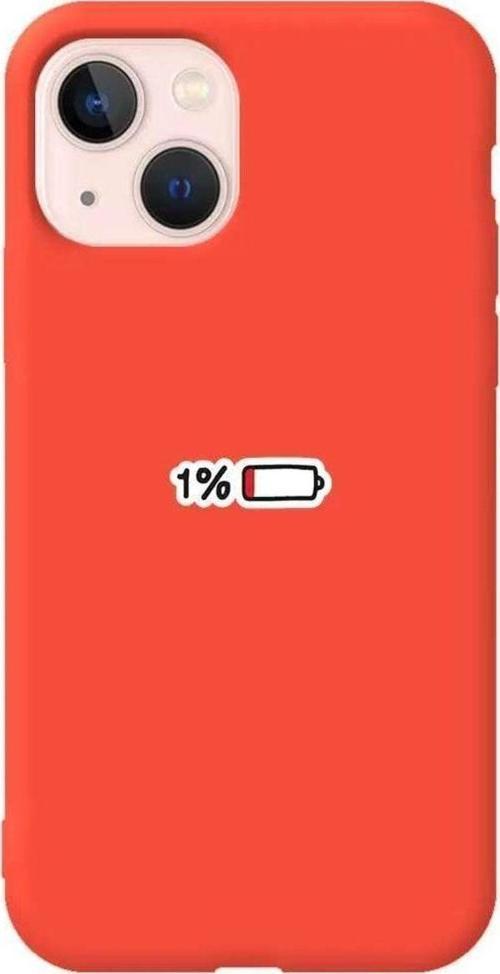 iPhone 13 Turuncu Renkli Silikon Telefon Kılıfı - Low Charge