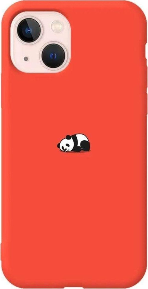 iPhone 13 Turuncu Renkli Silikon Telefon Kılıfı - Miskin Panda