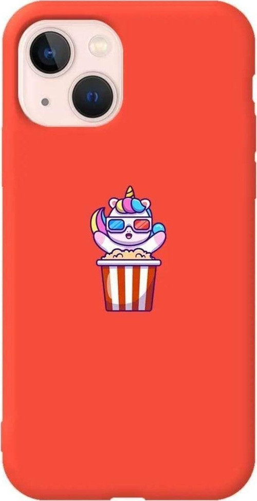 iPhone 13 Turuncu Renkli Silikon Telefon Kılıfı - Moviecorn