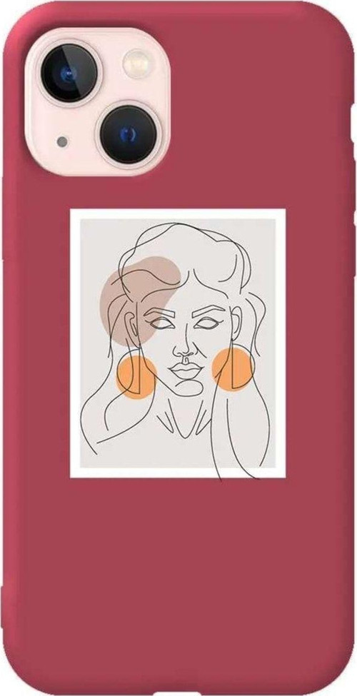 İphone 14 Bordo Renkli Silikon Telefon Kılıfı - Orange Earrings