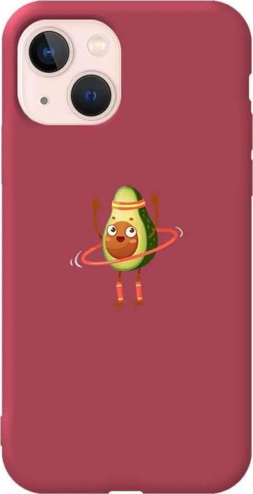 İphone 14 Bordo Renkli Silikon Telefon Kılıfı - Fit Avokado