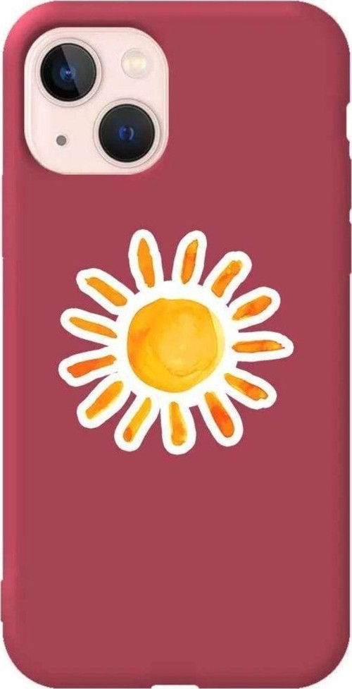 İphone 14 Bordo Renkli Silikon Telefon Kılıfı - Günes