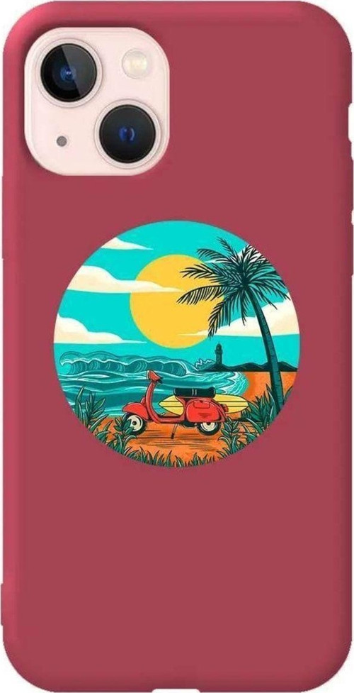 İphone 14 Bordo Renkli Silikon Telefon Kılıfı - Simple Life