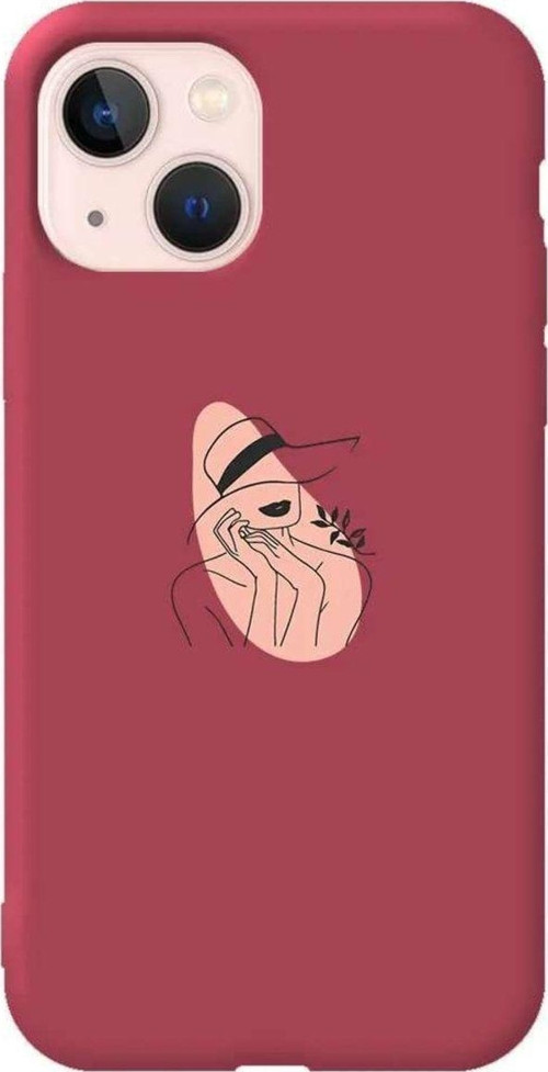 İphone 14 Bordo Renkli Silikon Telefon Kılıfı - Smile