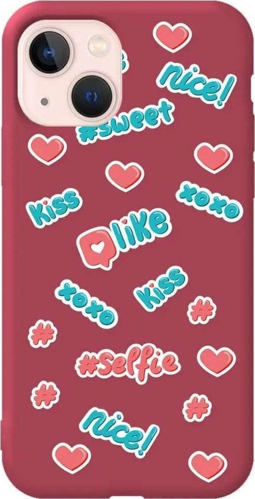 İphone 14 Bordo Renkli Silikon Telefon Kılıfı - Insta Like
