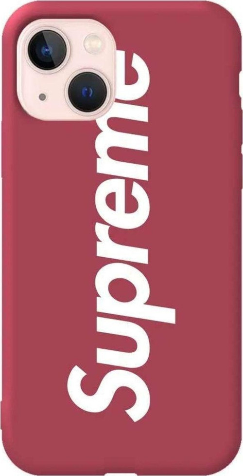 İphone 14 Bordo Renkli Silikon Telefon Kılıfı - Supreme
