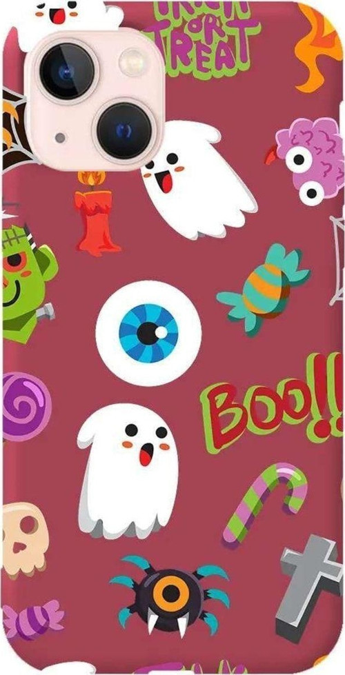 İphone 14 Bordo Renkli Silikon Telefon Kılıfı - Trick Or Treat