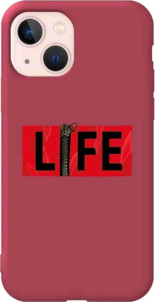 İphone 14 Bordo Renkli Silikon Telefon Kılıfı - Life