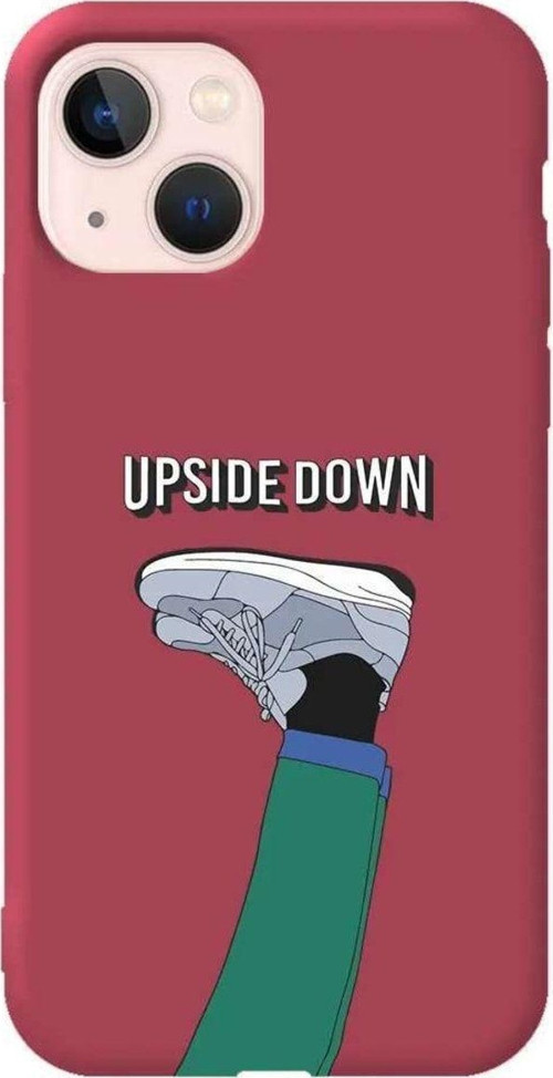 İphone 14 Bordo Renkli Silikon Telefon Kılıfı - Upside Down