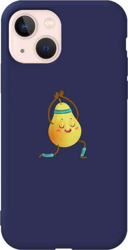 İphone 14 Lacivert Renkli Silikon Telefon Kılıfı - Armut