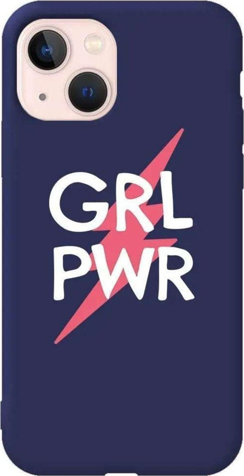 İphone 14 Lacivert Renkli Silikon Telefon Kılıfı - Grrl Pwr