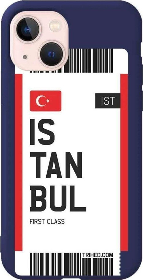 İphone 14 Lacivert Renkli Silikon Telefon Kılıfı - Istanbul Bileti