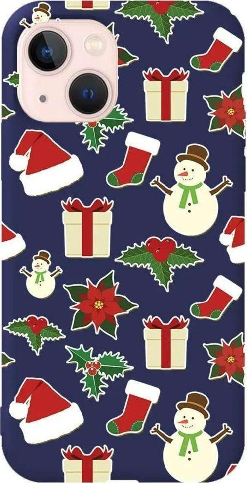 İphone 14 Lacivert Renkli Silikon Telefon Kılıfı - Just Xmas