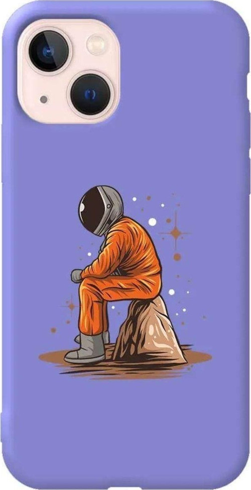 İphone 14 Lila Renkli Silikon Telefon Kılıfı - Alone