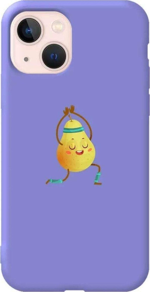 İphone 14 Lila Renkli Silikon Telefon Kılıfı - Armut