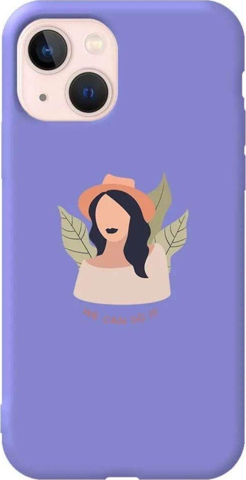 İphone 14 Lila Renkli Silikon Telefon Kılıfı - Girl Can