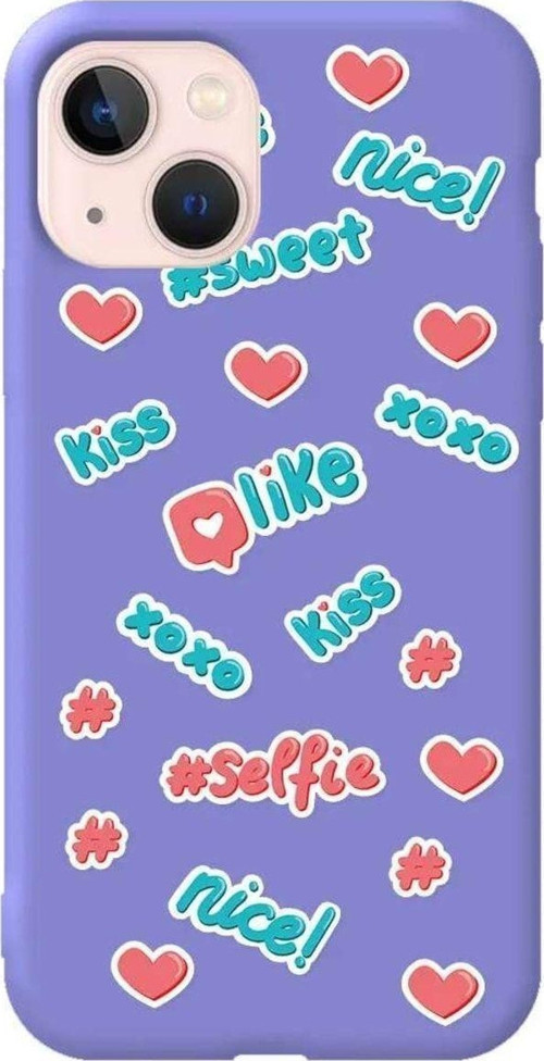 İphone 14 Lila Renkli Silikon Telefon Kılıfı - Insta Like