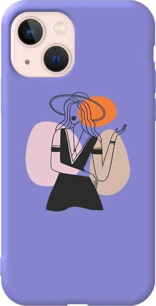 İphone 14 Lila Renkli Silikon Telefon Kılıfı - Isabella