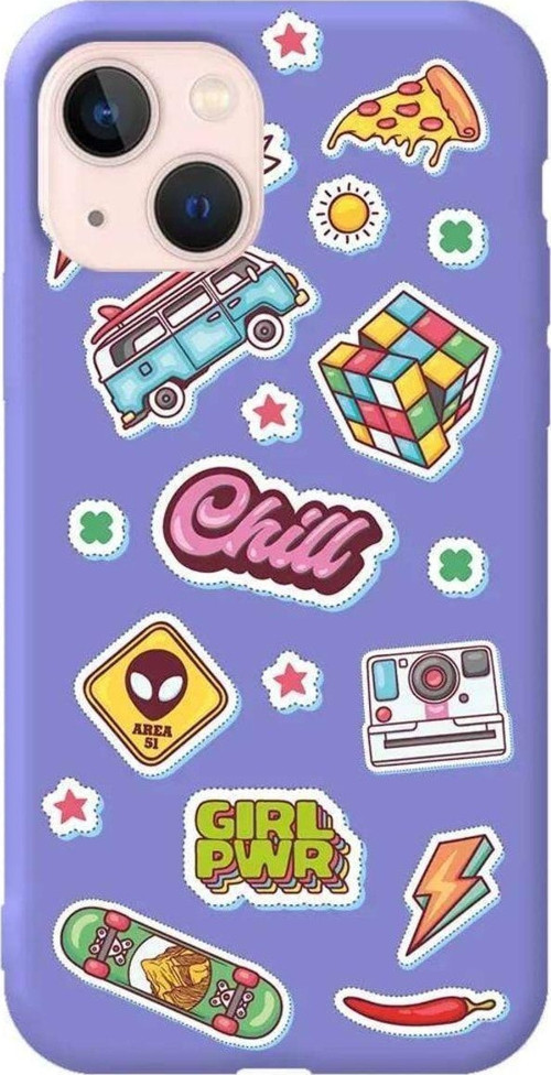 İphone 14 Lila Renkli Silikon Telefon Kılıfı - Chill
