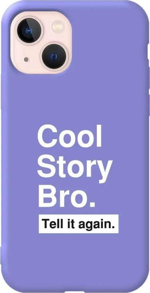 İphone 14 Lila Renkli Silikon Telefon Kılıfı - Cool Story Bro
